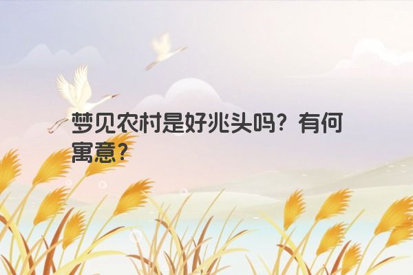 梦见农村是好兆头吗？有何寓意？