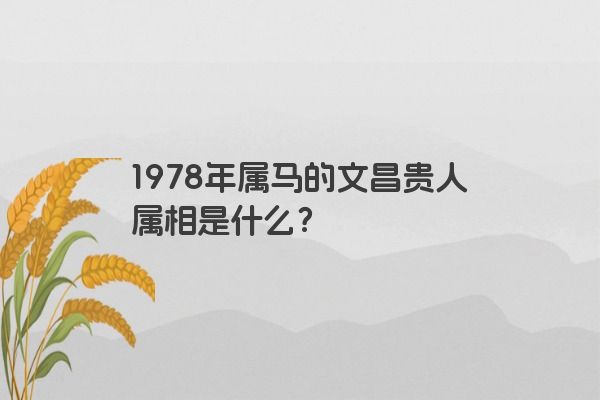 1978年属马的文昌贵人属相是什么？