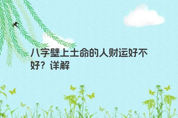 八字壁上土命的人财运好不好？详解