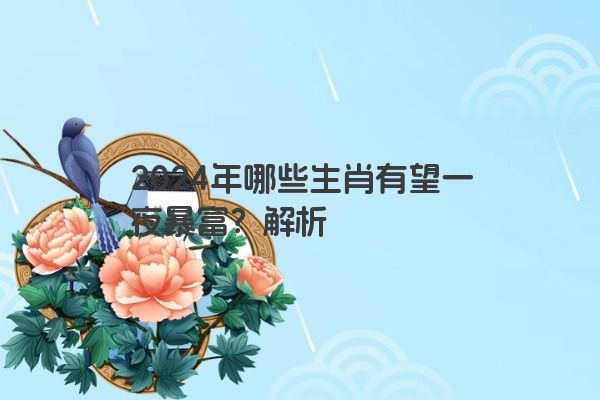 2024年哪些生肖有望一夜暴富？解析