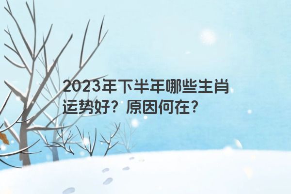 2023年下半年哪些生肖运势好？原因何在？
