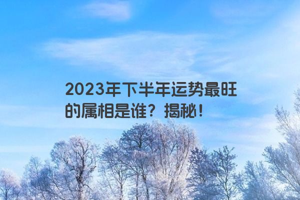 2023年下半年运势最旺的属相是谁？揭秘！