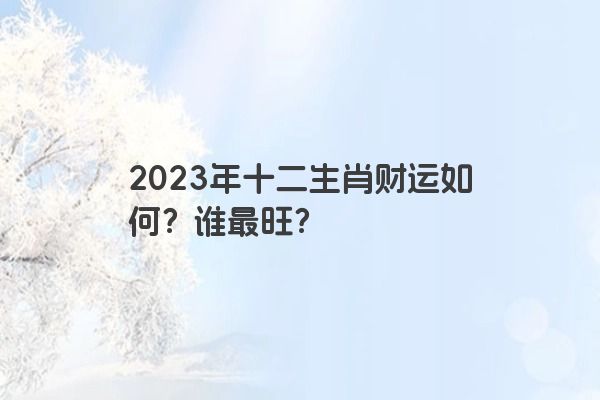2023年十二生肖财运如何？谁最旺？