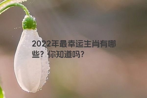 2022年最幸运生肖有哪些？你知道吗？