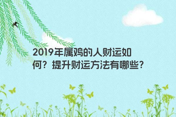 2019年属鸡的人财运如何？提升财运方法有哪些？