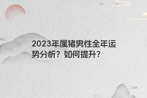2023年属猪男性全年运势分析？如何提升？