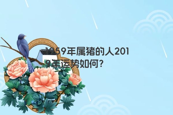 1959年属猪的人2019年运势如何？