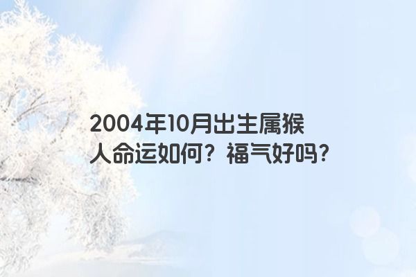 2004年10月出生属猴人命运如何？福气好吗？