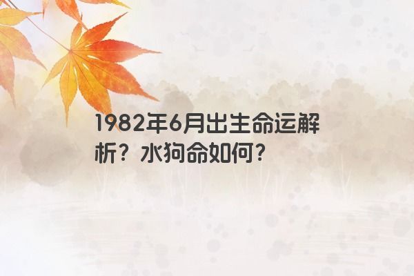 1982年6月出生命运解析？水狗命如何？