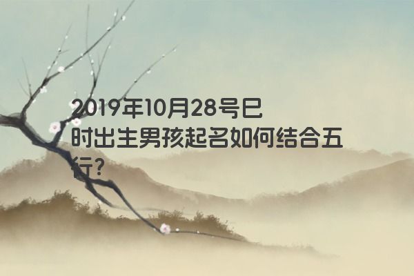 2019年10月28号巳时出生男孩起名如何结合五行？