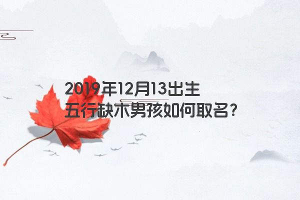 2019年12月13出生五行缺木男孩如何取名？