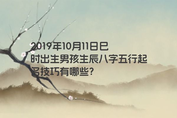 2019年10月11日巳时出生男孩生辰八字五行起名技巧有哪些？