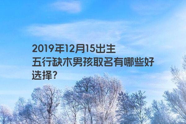 2019年12月15出生五行缺木男孩取名有哪些好选择？