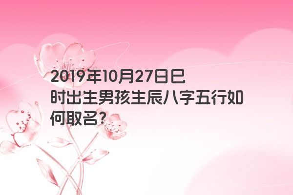 2019年10月27日巳时出生男孩生辰八字五行如何取名？