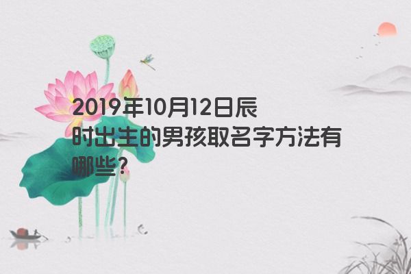 2019年10月12日辰时出生的男孩取名字方法有哪些？
