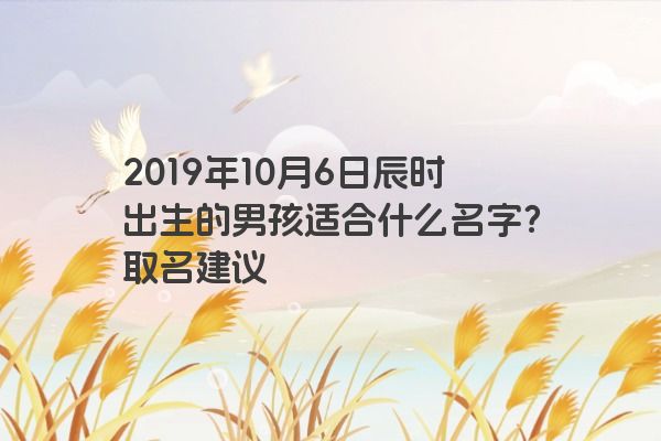2019年10月6日辰时出生的男孩适合什么名字？取名建议