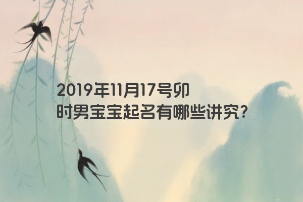 2019年11月17号卯时男宝宝起名有哪些讲究？