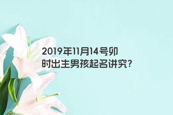 2019年11月14号卯时出生男孩起名讲究？
