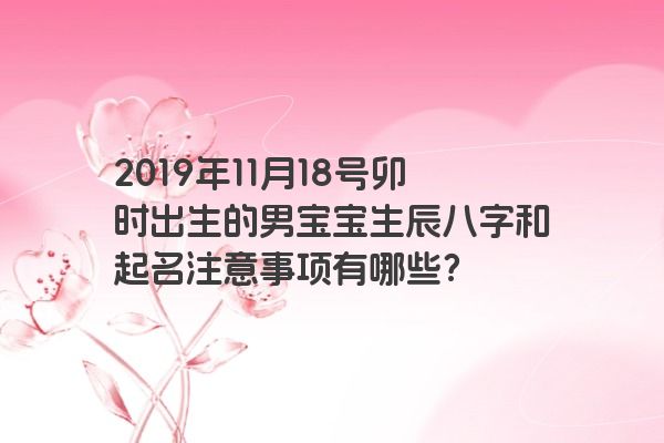 2019年11月18号卯时出生的男宝宝生辰八字和起名注意事项有哪些？
