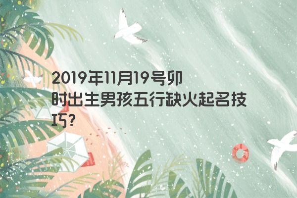 2019年11月19号卯时出生男孩五行缺火起名技巧？