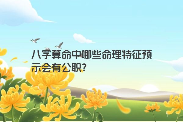 八字算命中哪些命理特征预示会有公职？