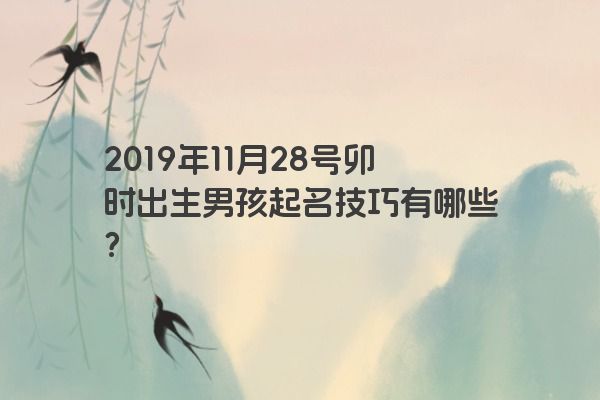 2019年11月28号卯时出生男孩起名技巧有哪些？