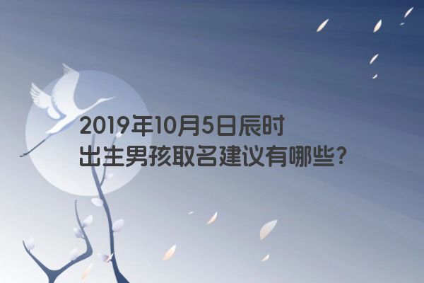 2019年10月5日辰时出生男孩取名建议有哪些？
