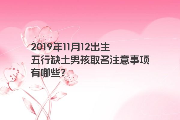 2019年11月12出生五行缺土男孩取名注意事项有哪些？