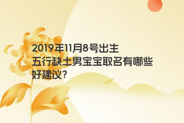 2019年11月8号出生五行缺土男宝宝取名有哪些好建议？