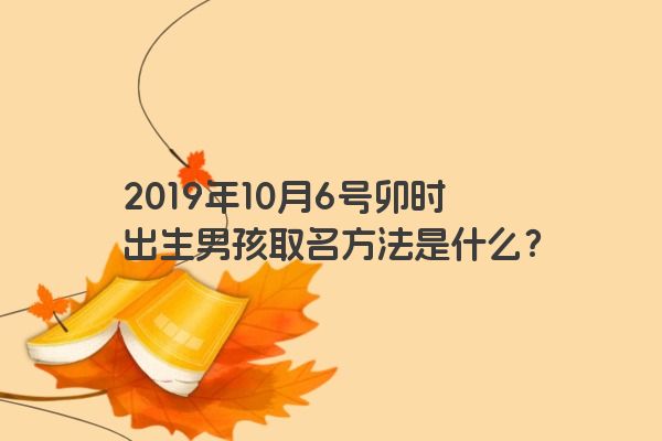 2019年10月6号卯时出生男孩取名方法是什么？