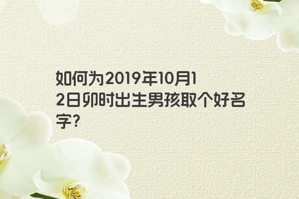 如何为2019年10月12日卯时出生男孩取个好名字？