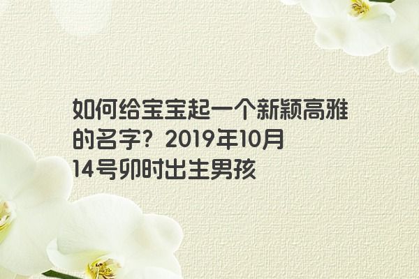 如何给宝宝起一个新颖高雅的名字？2019年10月14号卯时出生男孩