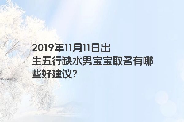 2019年11月11日出生五行缺水男宝宝取名有哪些好建议？