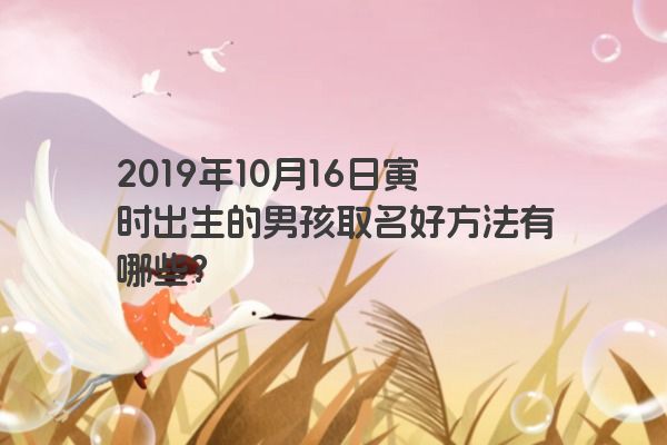 2019年10月16日寅时出生的男孩取名好方法有哪些？