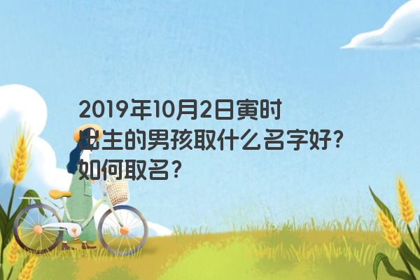 2019年10月2日寅时出生的男孩取什么名字好？如何取名？