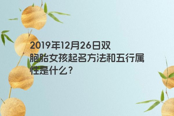 2019年12月26日双胞胎女孩起名方法和五行属性是什么？