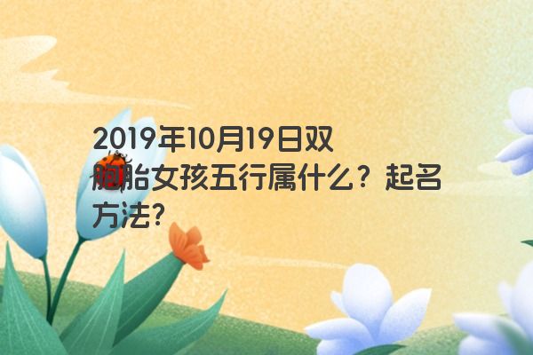 2019年10月19日双胞胎女孩五行属什么？起名方法？