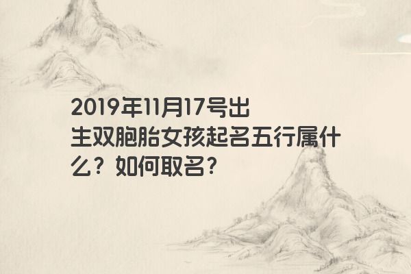 2019年11月17号出生双胞胎女孩起名五行属什么？如何取名？