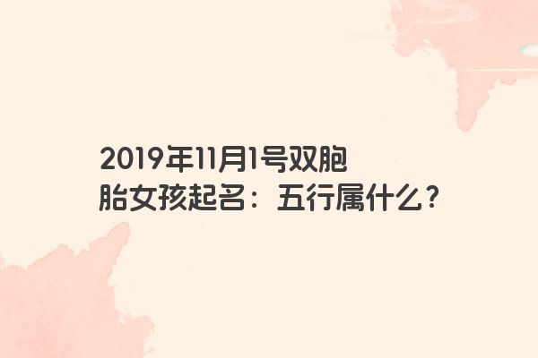 2019年11月1号双胞胎女孩起名：五行属什么？
