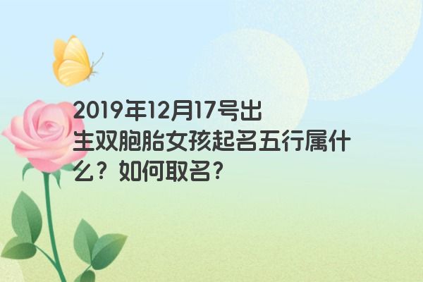 2019年12月17号出生双胞胎女孩起名五行属什么？如何取名？