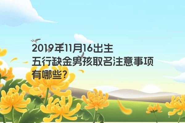 2019年11月16出生五行缺金男孩取名注意事项有哪些？