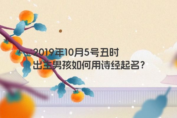 2019年10月5号丑时出生男孩如何用诗经起名？
