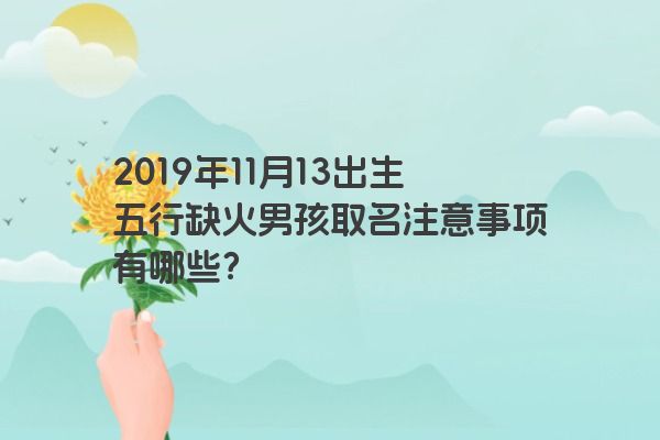 2019年11月13出生五行缺火男孩取名注意事项有哪些？