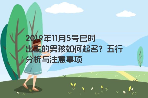 2019年11月5号巳时出生的男孩如何起名？五行分析与注意事项