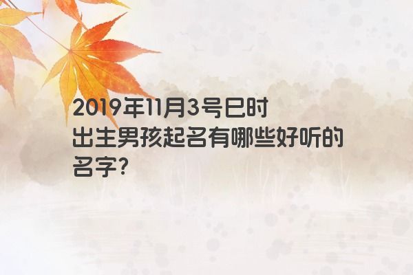 2019年11月3号巳时出生男孩起名有哪些好听的名字？