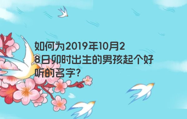 如何为2019年10月28日卯时出生的男孩起个好听的名字？