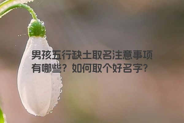 男孩五行缺土取名注意事项有哪些？如何取个好名字？