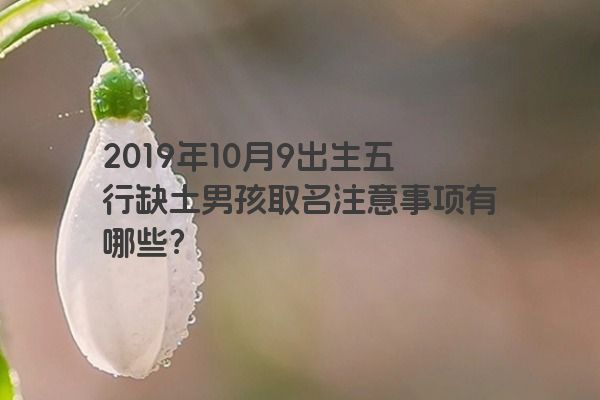 2019年10月9出生五行缺土男孩取名注意事项有哪些？
