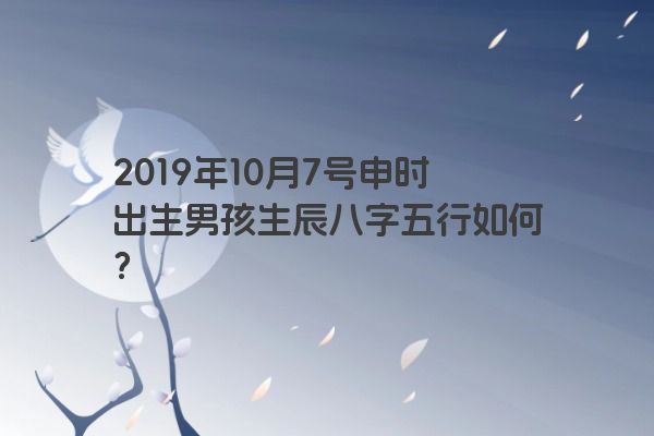 2019年10月7号申时出生男孩生辰八字五行如何？