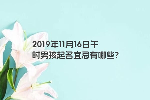 2019年11月16日午时男孩起名宜忌有哪些？